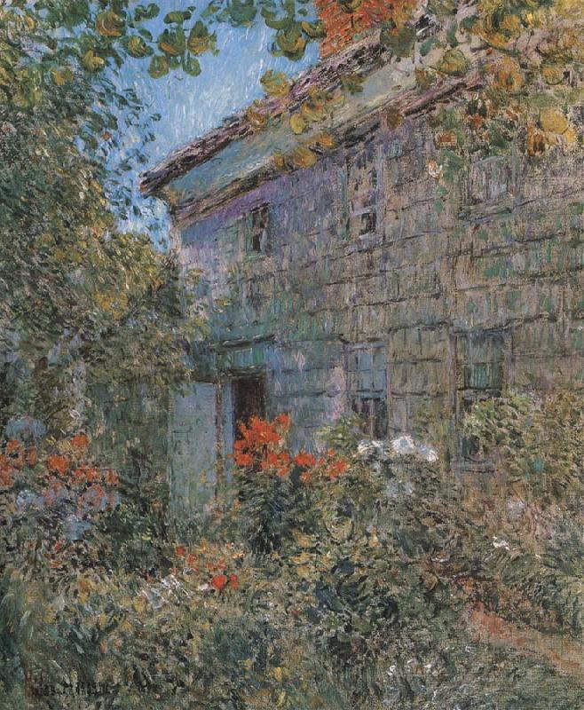 Old House and Garden,East Hampton,Long Island, Childe Hassam